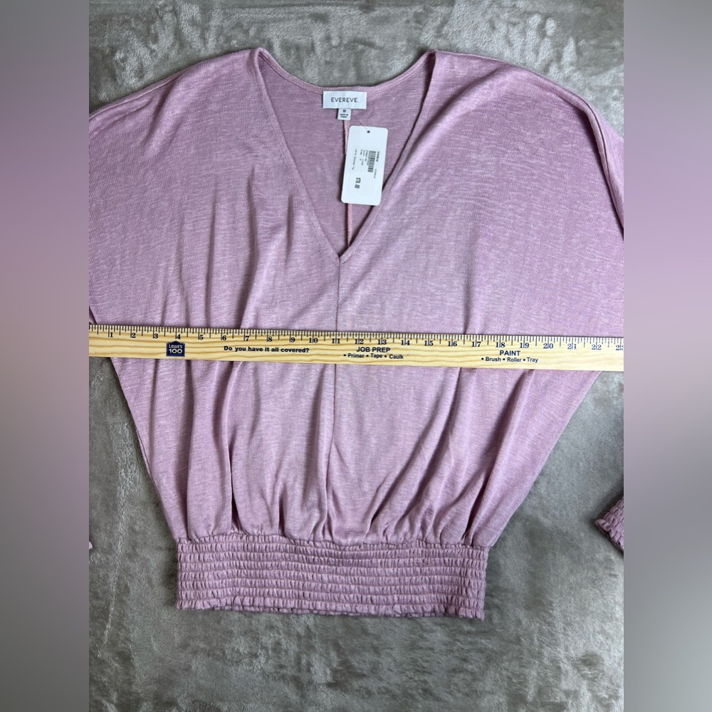 Evereve Dusty Rose V-Neck Smocked Hem Dolman Sleeve Top - Picture 3 of 10